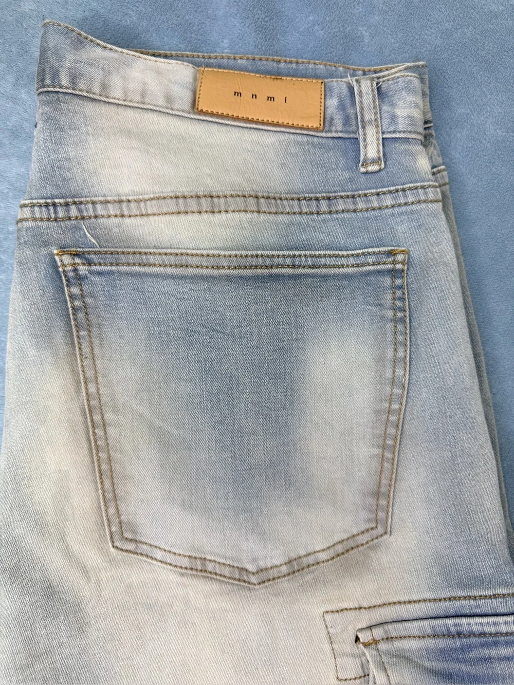 MNML Cargo Jeans Men’s 34 Light Wash Denim Utility Streetwear Y2K